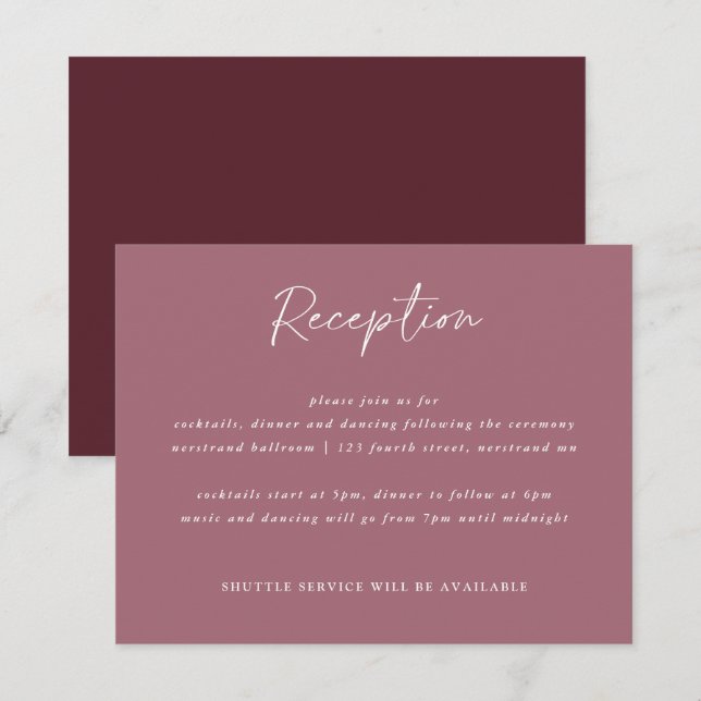 D'accompagnement Carte de réception de mariage moderne écriture man (Devant / Derrière)