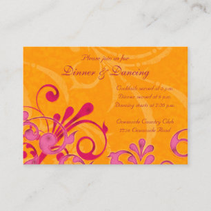 D'accompagnement Carte de réception de mariage rose et orange