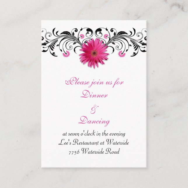 D'accompagnement Carte de réception de mariage rose Gerbera Daisy (Devant)