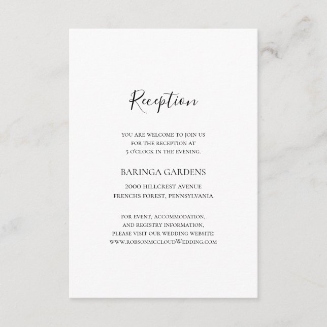 D'accompagnement Carte De Réception De Mariage Simple Et Élégante (Devant)