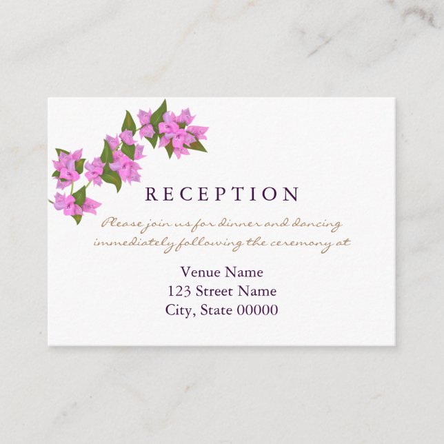 D'accompagnement Carte de réception de mariage tropical de Bougainv (Devant)
