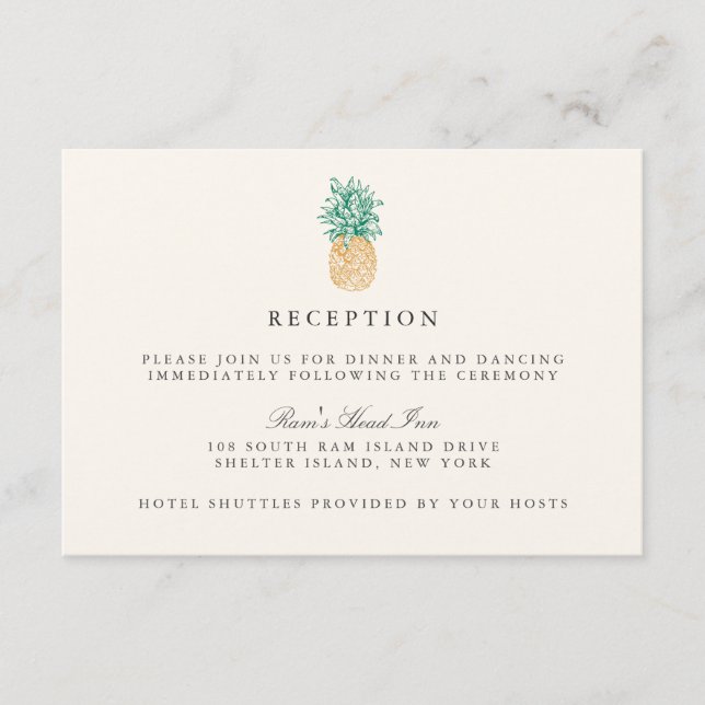 D'accompagnement Carte de réception de mariage Vintage Pineapple (Devant)