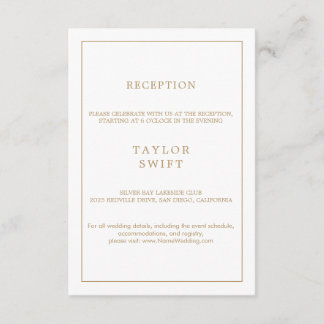 D'accompagnement Carte de réception de typographie dorée minimalist