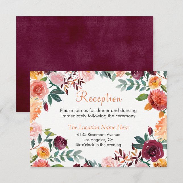 D'accompagnement Carte de réception du jardin botanique Marsala Ora (Devant / Derrière)