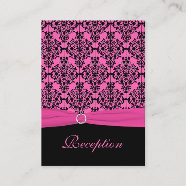 D'accompagnement Carte de réception en Damas rose et noir (Devant)