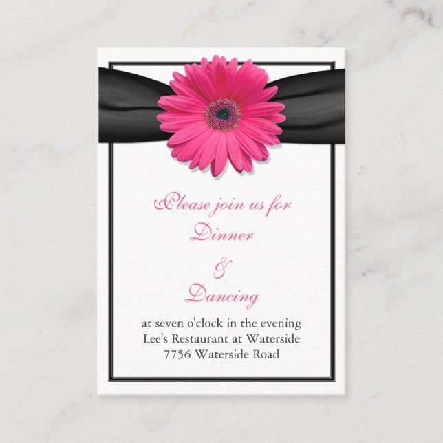 D'accompagnement Carte de réception en ruban noir rose Gerbera Dais (Devant)