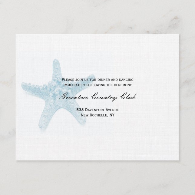 D'accompagnement Carte de réception étoile de mer - Bleue (Devant)
