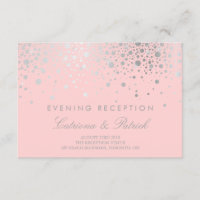 Carte de réception Faux Confettis Argent Rose Pâle
