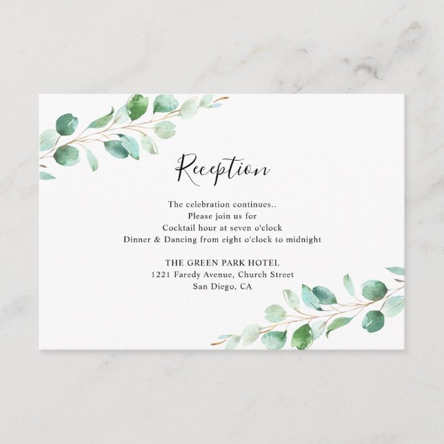D'accompagnement Carte de réception géométrique Eucalyptus Greenery (Devant)