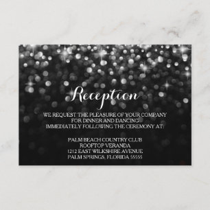 D'accompagnement Carte de réception Hollywood Glitz Glam Noir Argen