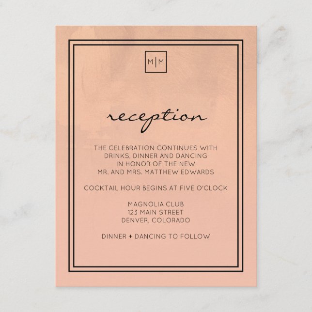 D'accompagnement Carte de réception Luxe Bourgogne et rose (Devant)