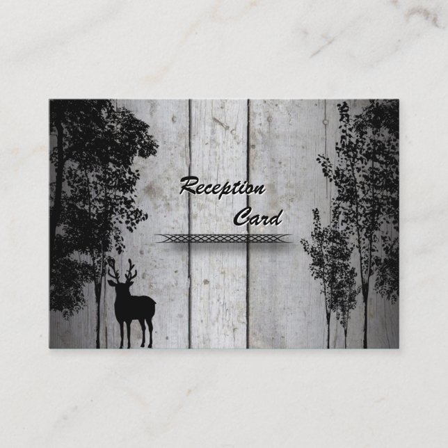 D'accompagnement Carte de réception Mariage Cerf Rustique Bois Arbr (Devant)