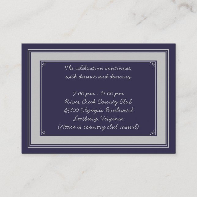 D'accompagnement Carte de réception Marine Silver Grey Bar Mitzvah (Devant)
