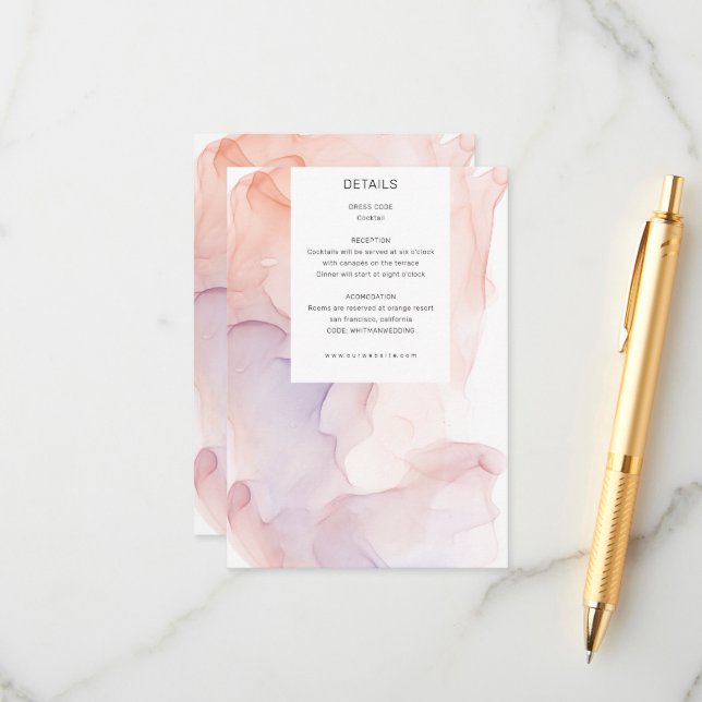 D'accompagnement Carte de réception moderne et élégante en soie tra (Devant/Arrière en situation)