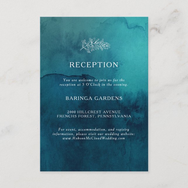 D'accompagnement Carte de réception Moody Ocean Watercolor Wedding (Devant)