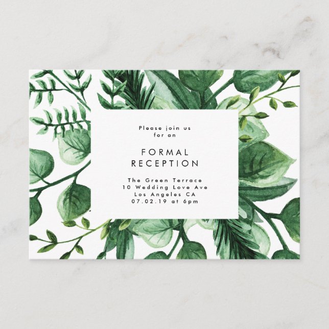 D'accompagnement Carte de réception Plante de mariage verte fraîche (Devant)