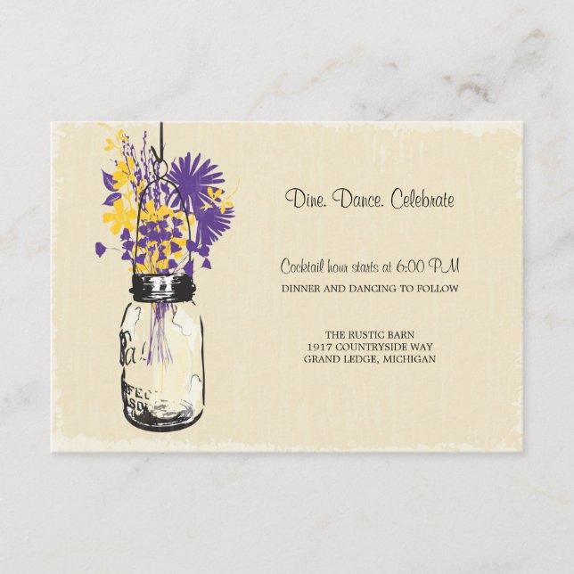 D'accompagnement Carte de réception Pot Mason et lucioles (Devant)