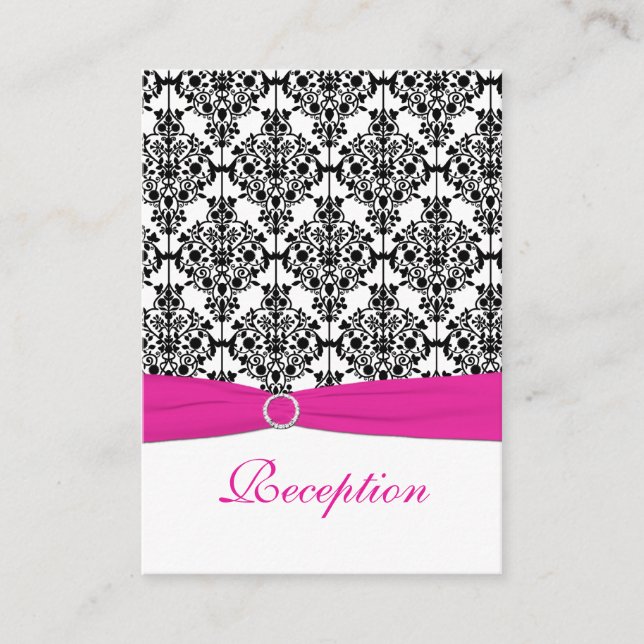 D'accompagnement Carte de réception rose, blanc et noir Damas (Devant)