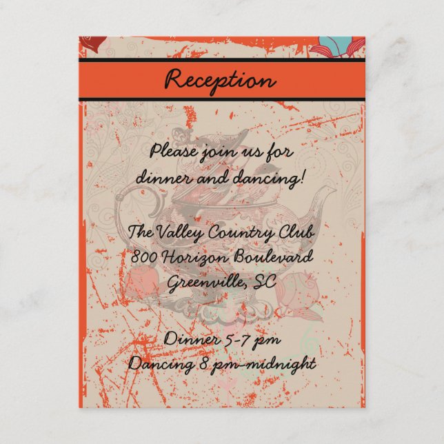 D'accompagnement Carte de réception Teapot Fantasy Grunge (Devant)