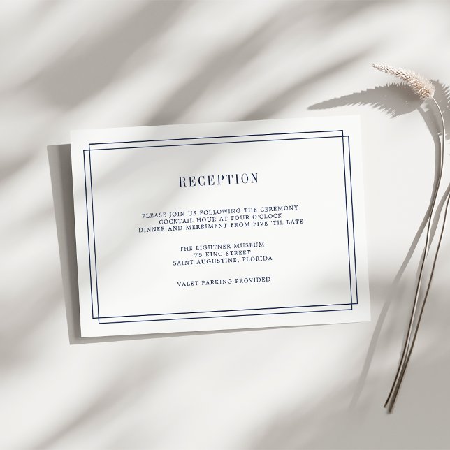 D'accompagnement Carte de réception Timeless Navy et Blanc (Créateur téléchargé)