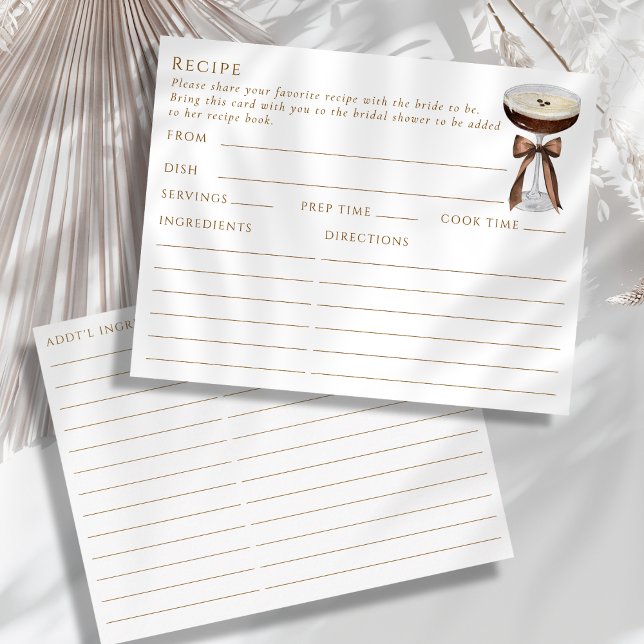 D'accompagnement Carte de recette à thème Espresso Martini à double (Créateur téléchargé)