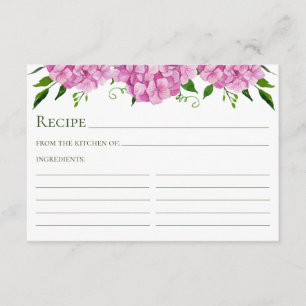 D'accompagnement Carte de recette aquarelle de fleurs d'hortensia r
