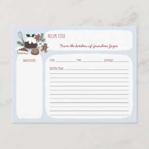 D'accompagnement Carte de recette Blue + White Holiday Baking