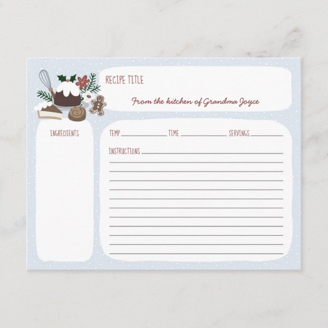 D'accompagnement Carte de recette Blue + White Holiday Baking (Devant)