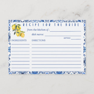 D'accompagnement Carte de recette de citron italien