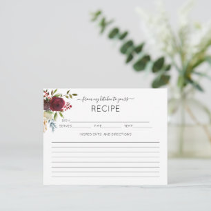 D'accompagnement Carte de recette de douche de mariée florale rouge