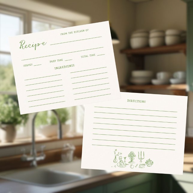 D'accompagnement Carte de recette de douche de mariée verte manuscr (Créateur téléchargé)