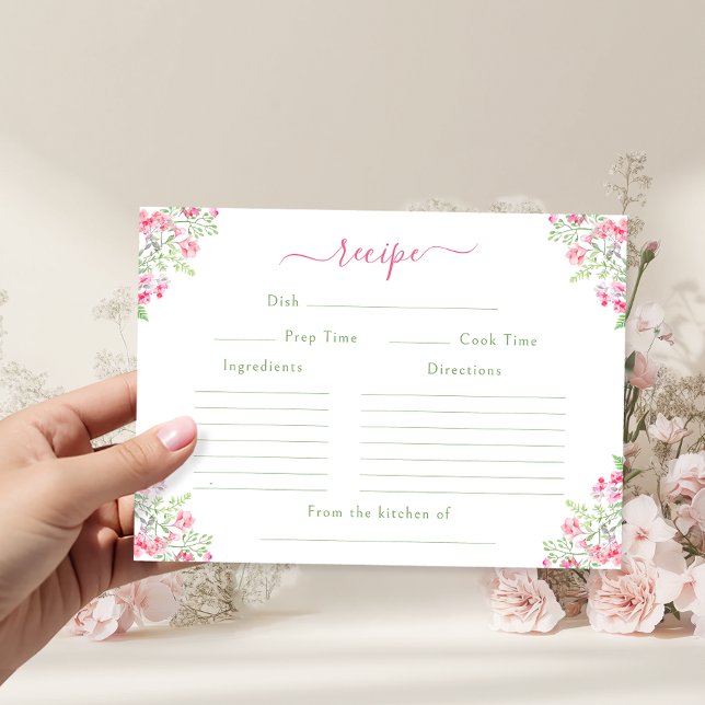 D'accompagnement Carte de recette de douche nuptiale florale rose v (Créateur téléchargé)