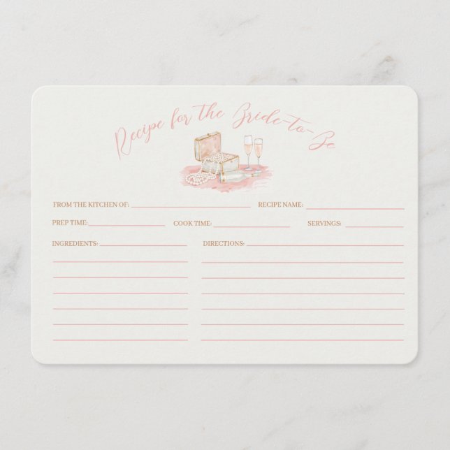 D'accompagnement Carte de recette de douche nuptiale Perles & Prose (Devant)