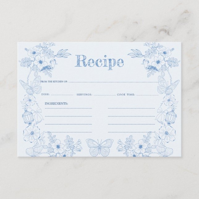 D'accompagnement Carte de recette de douche nuptiale Toile De Jouy  (Devant)