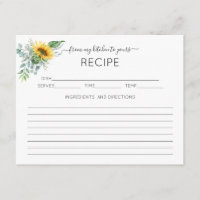 Carte de recette de Fête des mariées de Sunflower 