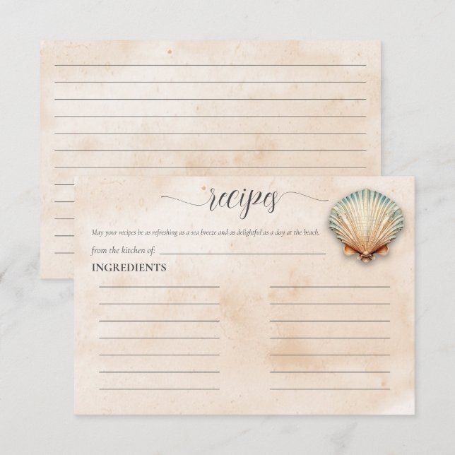 D'accompagnement Carte de recette de fête prénuptiale pour la futur (Devant / Derrière)