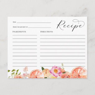 D'accompagnement Carte de recette de fleurs roses d'agrumes pour la