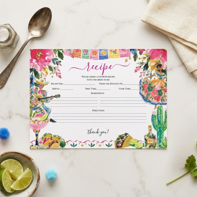D'accompagnement Carte de recette de mariage Pretty Fiesta (Créateur téléchargé)