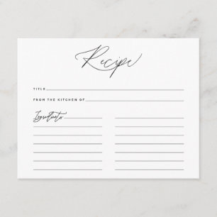 D'accompagnement Carte de recette de script de type minimaliste sim