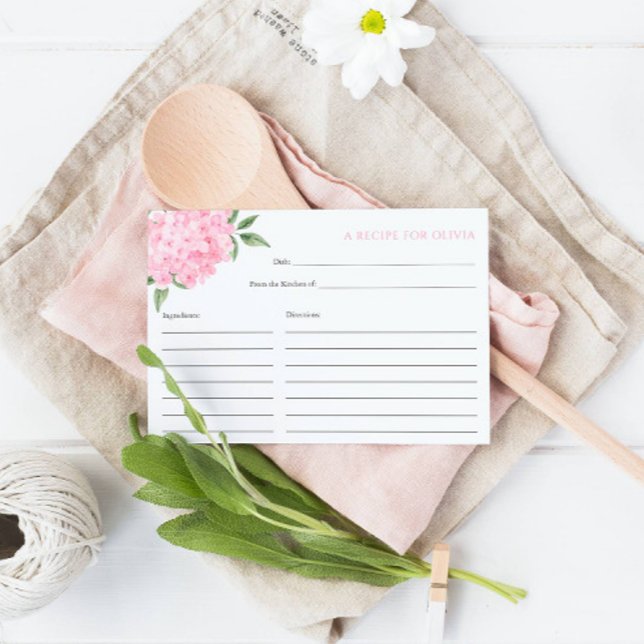 D'accompagnement Carte de recette en fleurs d'Hydrangea rose (Créateur téléchargé)
