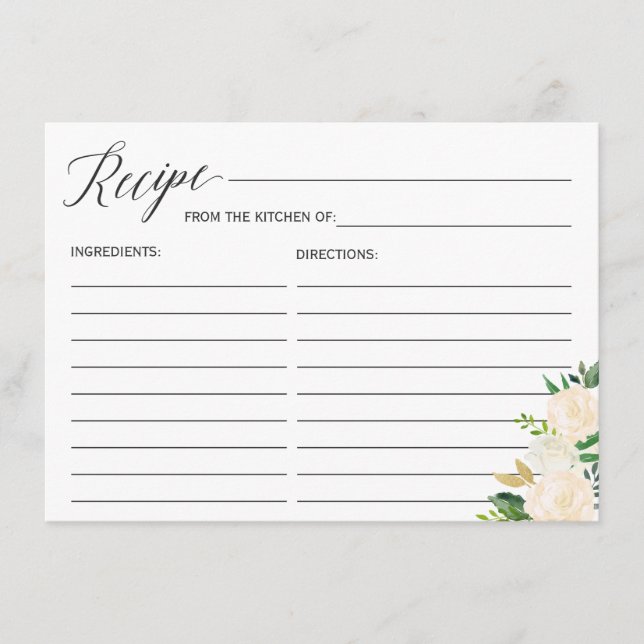 D'accompagnement Carte de recette Fête des mariées florale ivoire v (Devant)
