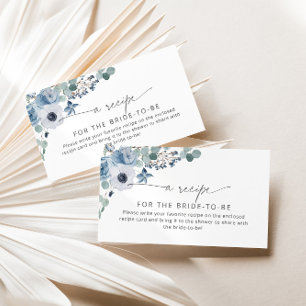 D'accompagnement Carte de recette florale bleu poussiéreux à insére