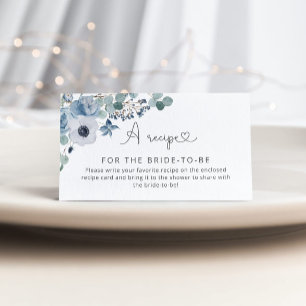 D'accompagnement Carte de recette florale bleu poussiéreux à insére