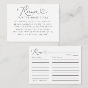 D'accompagnement Carte de recette minimaliste noir et blanc