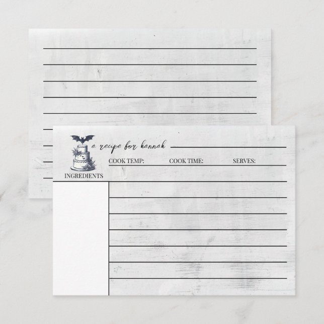 D'accompagnement Carte de recette pour gâteau chauve-souris (Devant / Derrière)