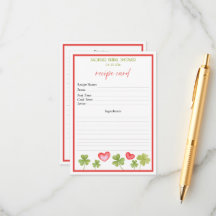 Carte de recette pour la douche de la mariée : Cha