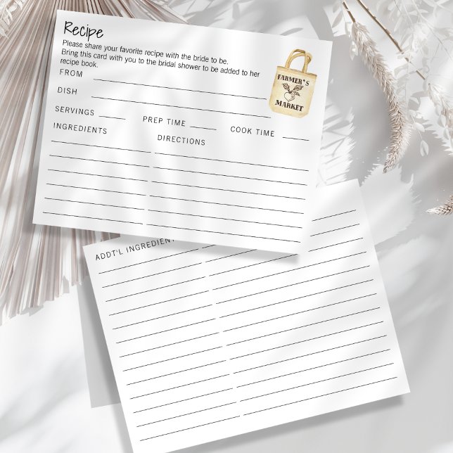 D'accompagnement Carte de recette pour mariée du marché des fermier (Créateur téléchargé)