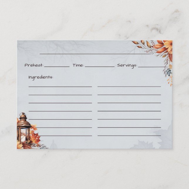 D'accompagnement Carte de recette simple à tarte (Devant)