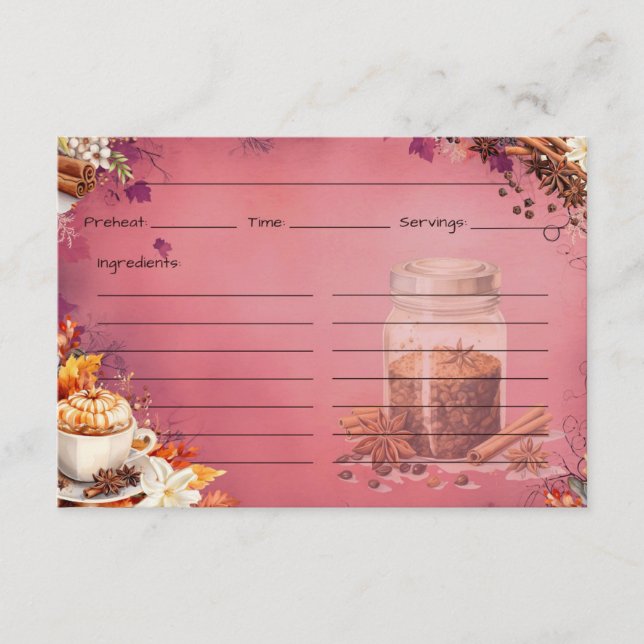 D'accompagnement Carte de recette sucre et épices (Devant)