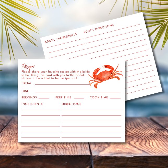 D'accompagnement Carte de recette thématique plage Double face crab (Créateur téléchargé)